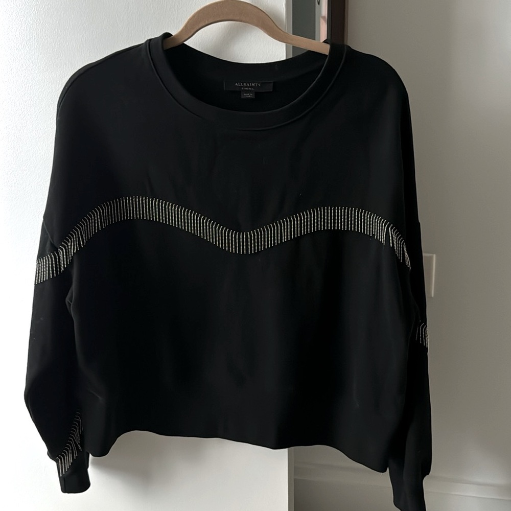 All Saints black chain pullover sweatshirt